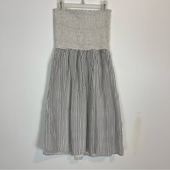 RAG & BONE Aster Pinstripe Strapless Dress smocked top cotton viscose pocket XS - Picture 4 of 7